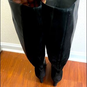 Vince Camuto Black Wedge Heeled boots Size 8. Leather and Suede